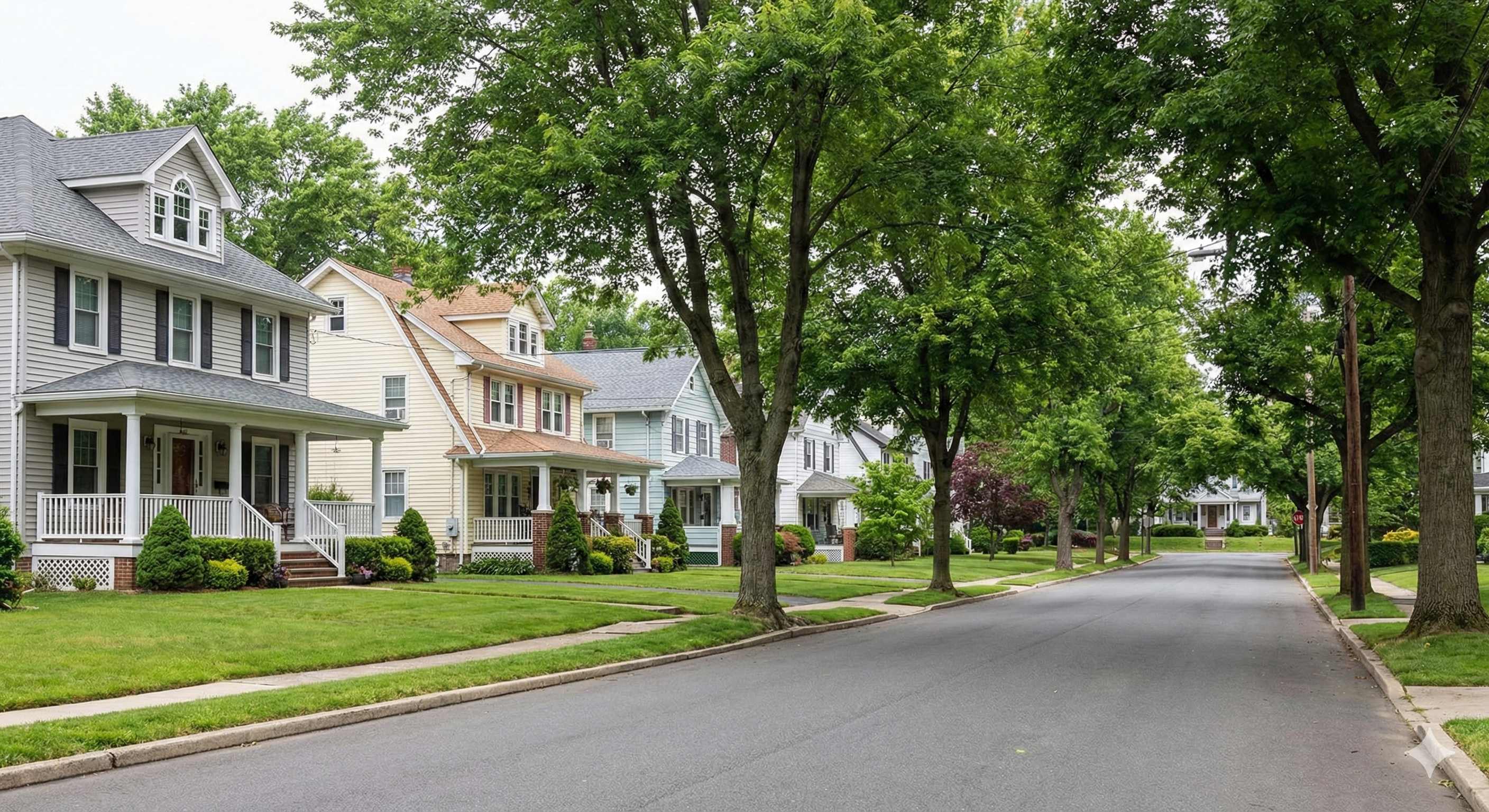 Tree-lined residential street in Garwood, NJ