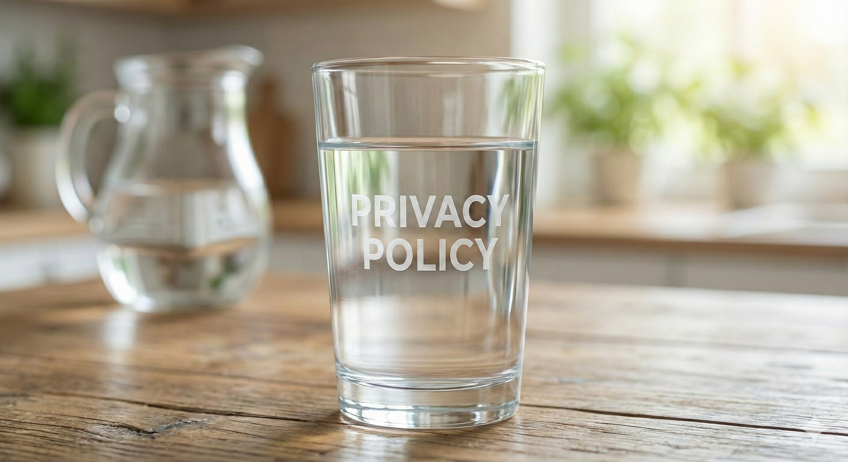 Privacy Policy - Glass of water on wooden table