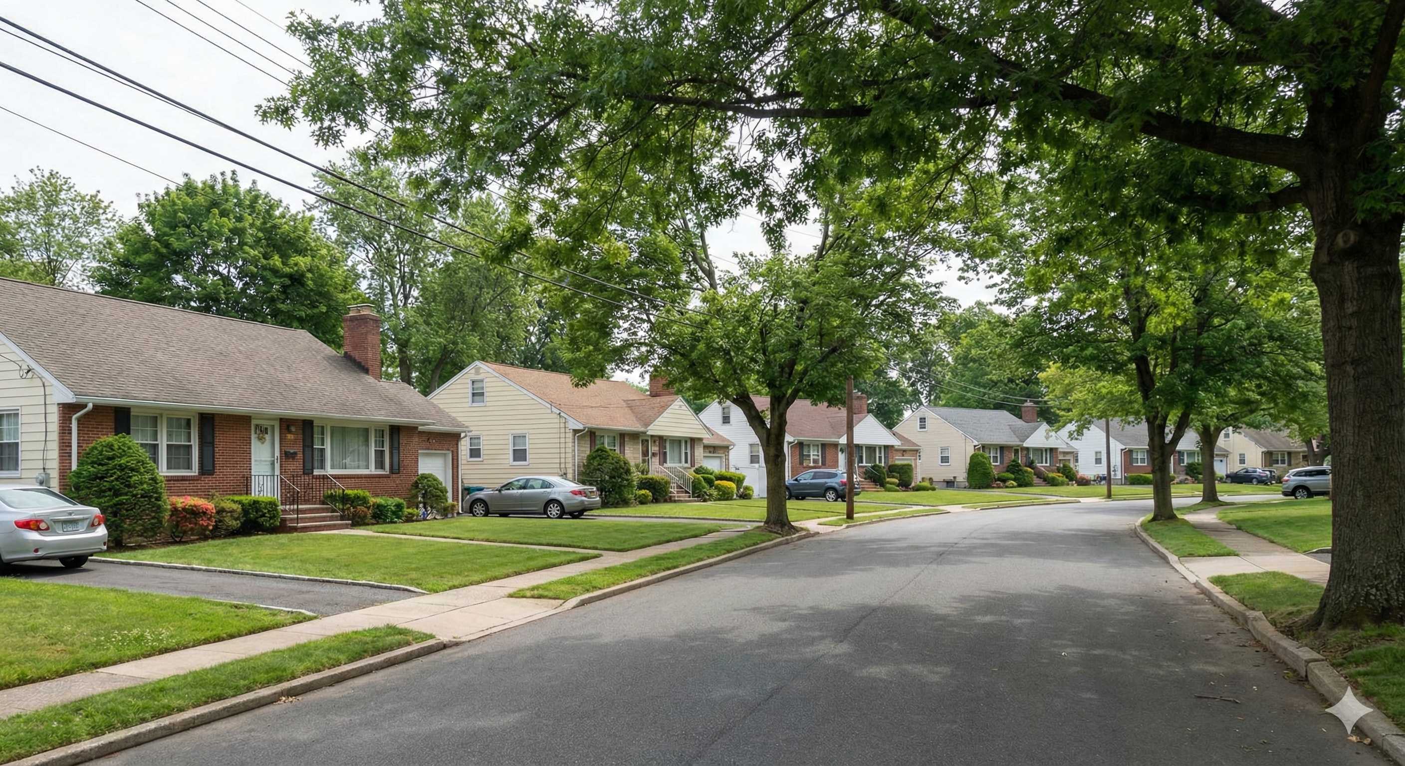 Tree-lined residential street in Hillside, NJ