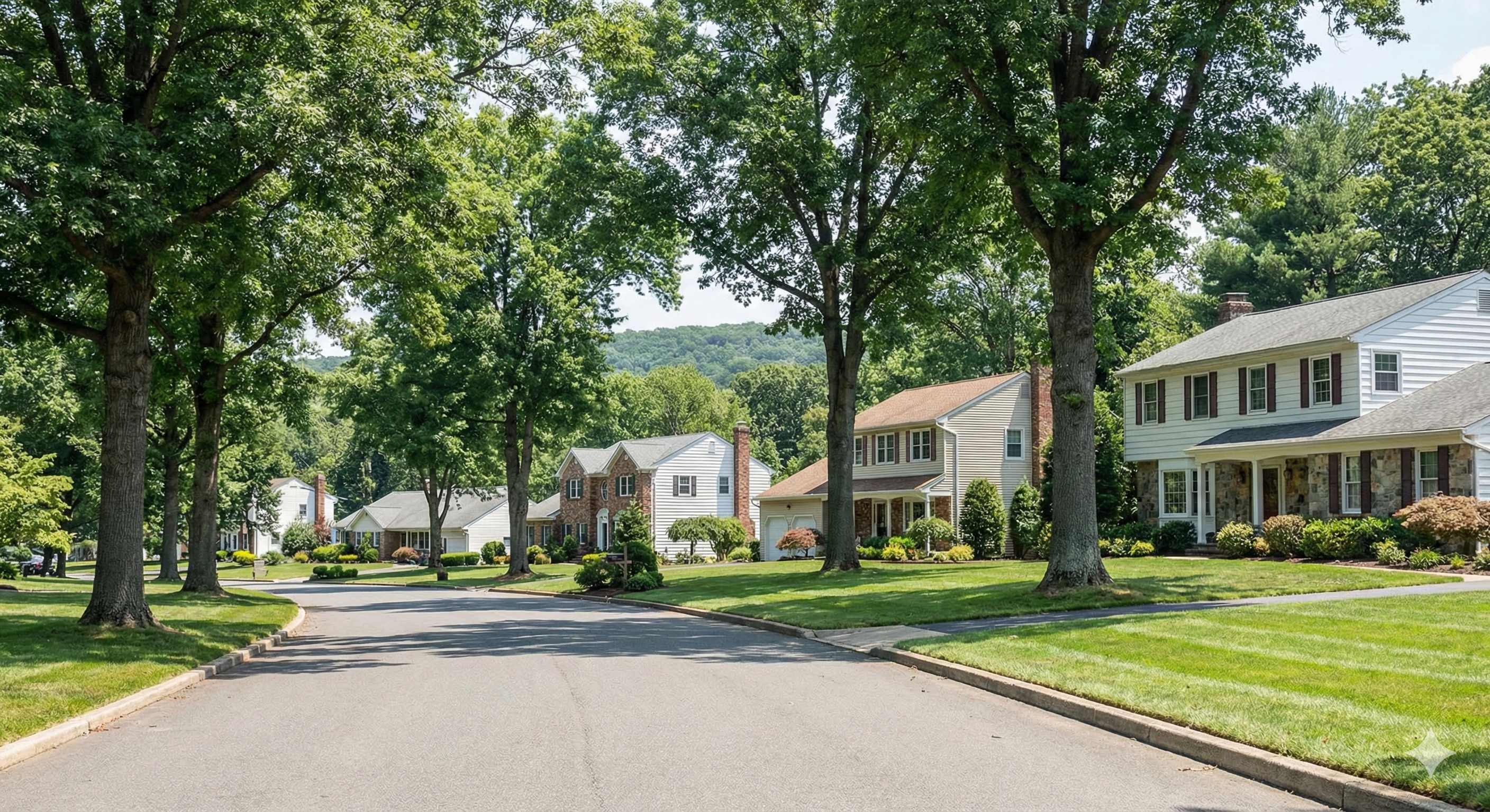 Scenic residential neighborhood in Mountainside, NJ