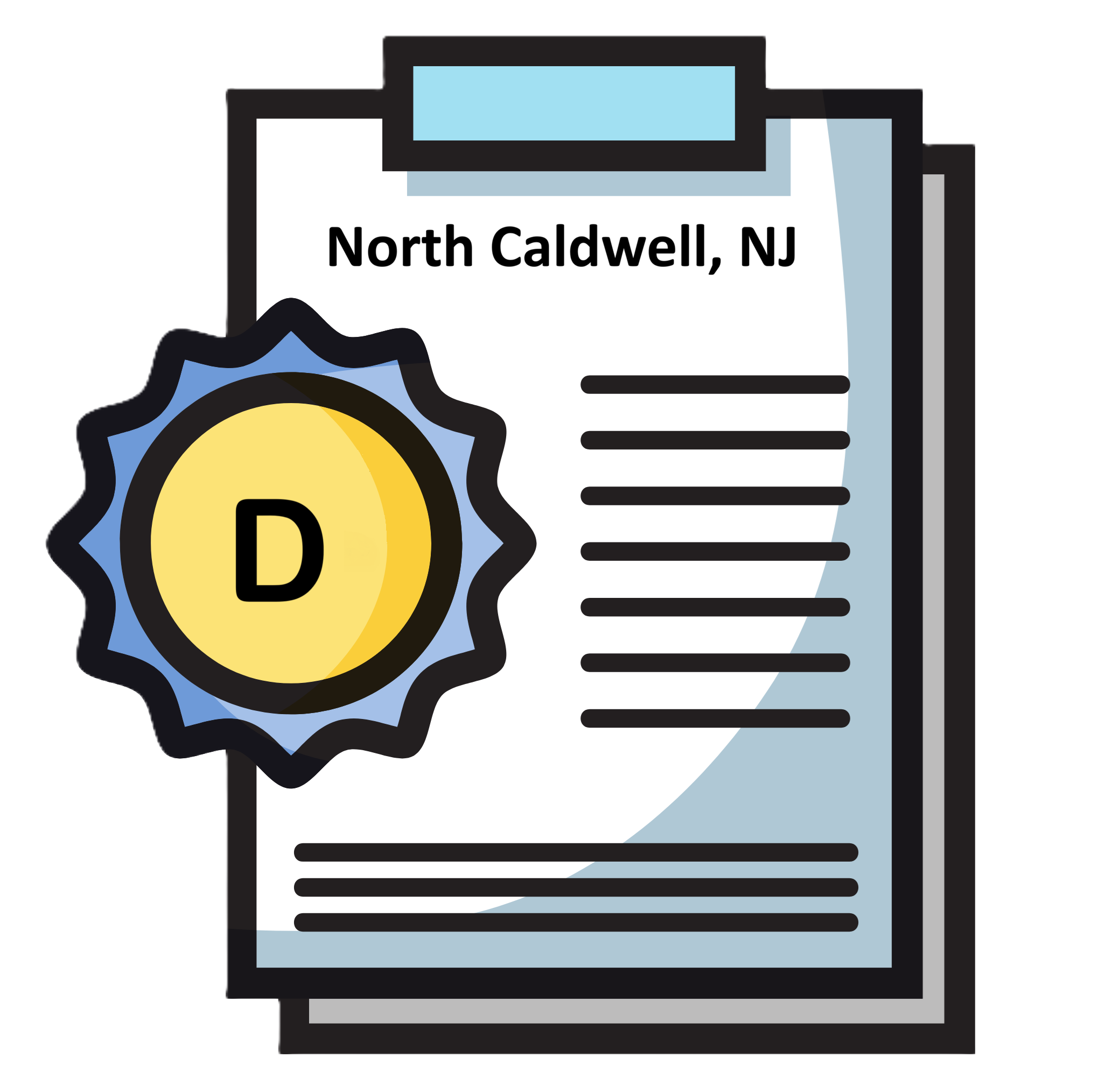 North Caldwell water quality report card showing D+ grade