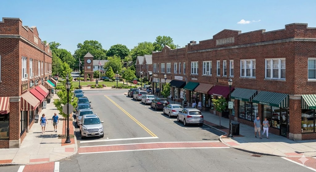 Walkable downtown commercial area in Nutley, NJ