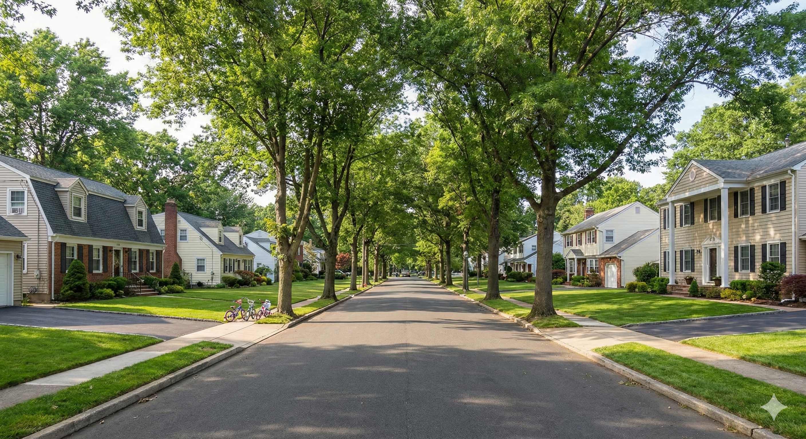 Tree-lined residential street in Roselle, NJ