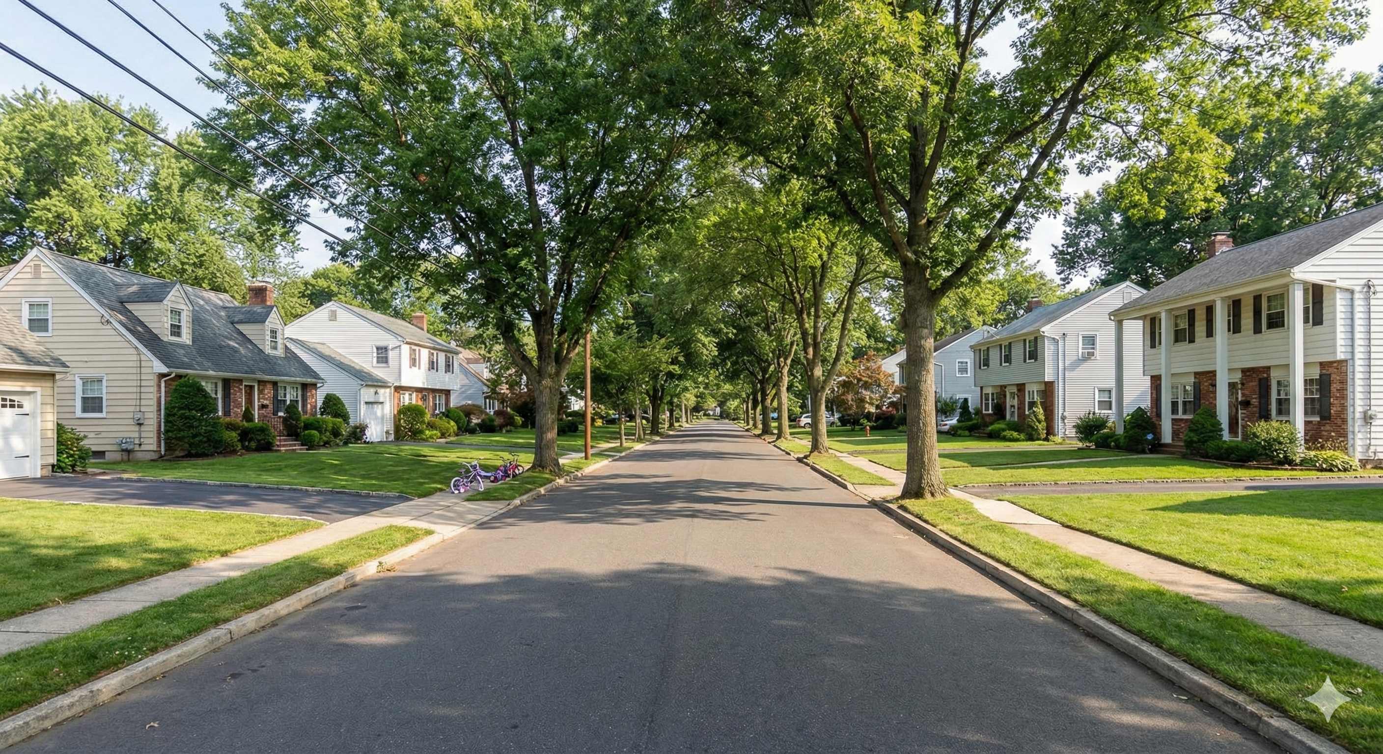 Tree-lined residential street in Roselle Park, NJ